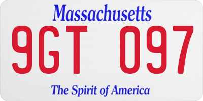 MA license plate 9GT097