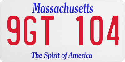 MA license plate 9GT104