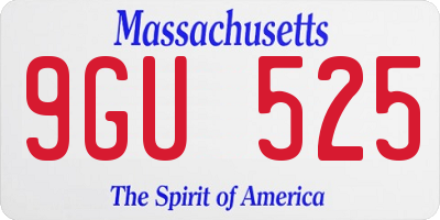 MA license plate 9GU525