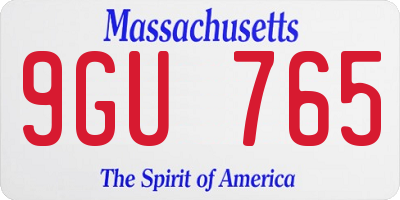 MA license plate 9GU765