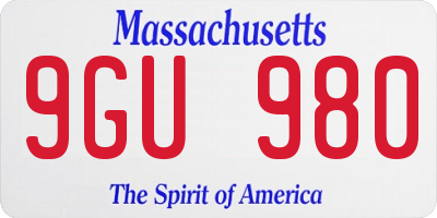 MA license plate 9GU980