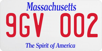 MA license plate 9GV002