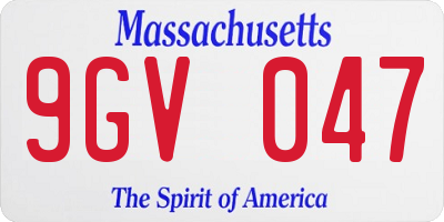 MA license plate 9GV047