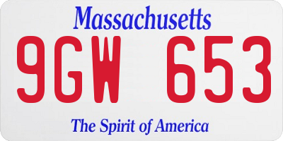 MA license plate 9GW653