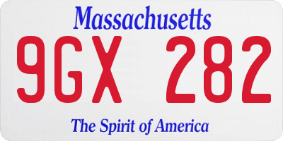 MA license plate 9GX282