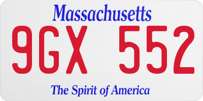 MA license plate 9GX552