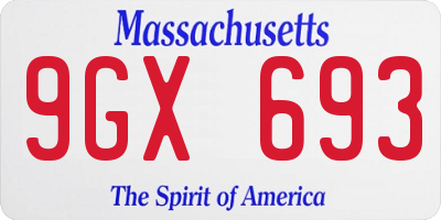 MA license plate 9GX693