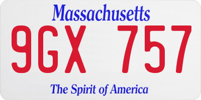 MA license plate 9GX757