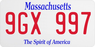 MA license plate 9GX997
