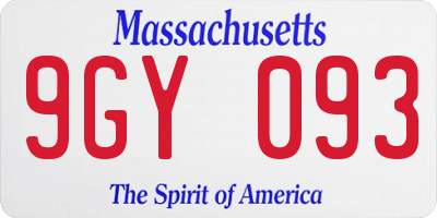 MA license plate 9GY093