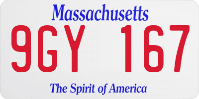 MA license plate 9GY167