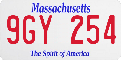 MA license plate 9GY254