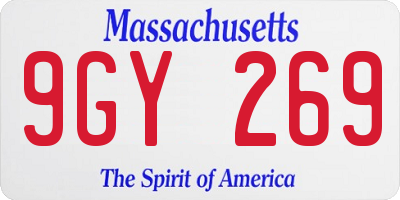 MA license plate 9GY269