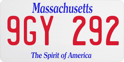 MA license plate 9GY292