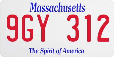 MA license plate 9GY312