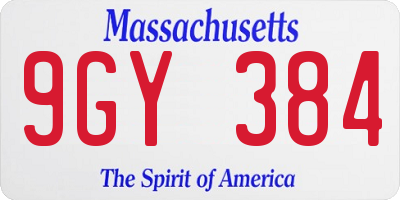 MA license plate 9GY384