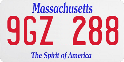 MA license plate 9GZ288