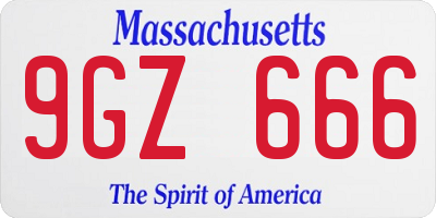MA license plate 9GZ666