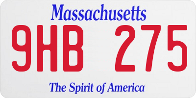 MA license plate 9HB275