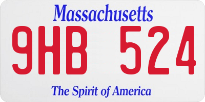 MA license plate 9HB524