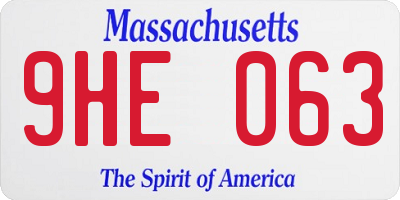 MA license plate 9HE063