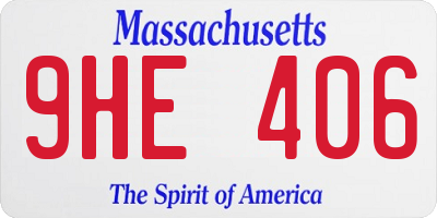 MA license plate 9HE406