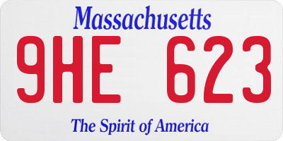MA license plate 9HE623