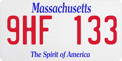 MA license plate 9HF133