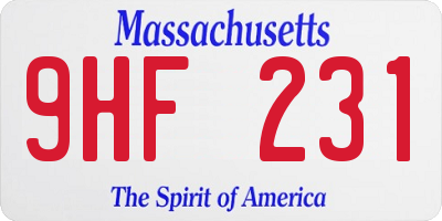 MA license plate 9HF231