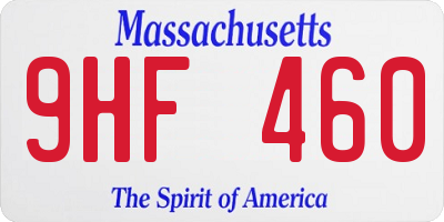 MA license plate 9HF460