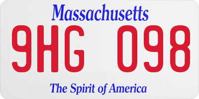 MA license plate 9HG098