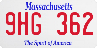 MA license plate 9HG362