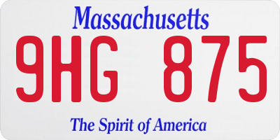 MA license plate 9HG875