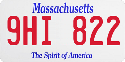 MA license plate 9HI822