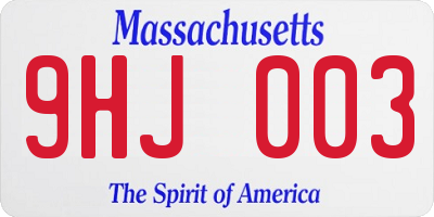 MA license plate 9HJ003