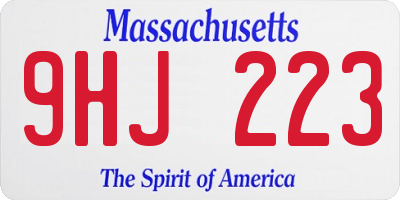MA license plate 9HJ223
