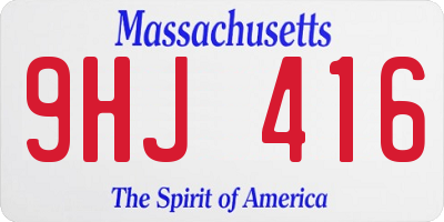 MA license plate 9HJ416