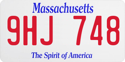 MA license plate 9HJ748