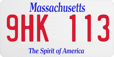 MA license plate 9HK113