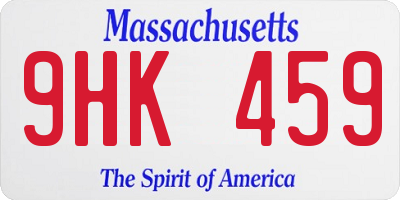 MA license plate 9HK459