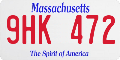 MA license plate 9HK472