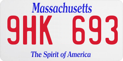 MA license plate 9HK693