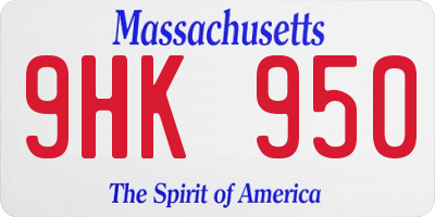 MA license plate 9HK950