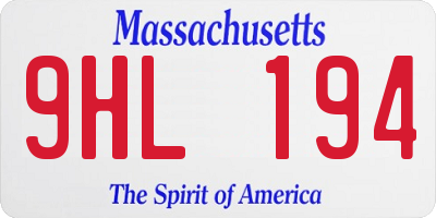 MA license plate 9HL194