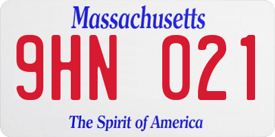 MA license plate 9HN021