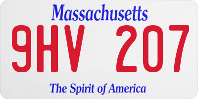 MA license plate 9HV207