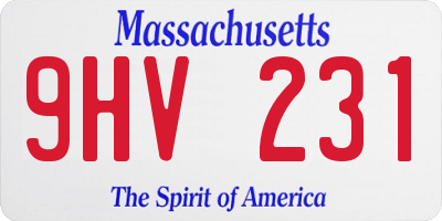 MA license plate 9HV231