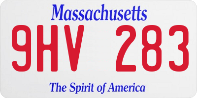 MA license plate 9HV283
