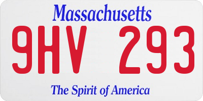 MA license plate 9HV293