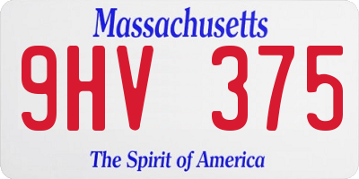 MA license plate 9HV375